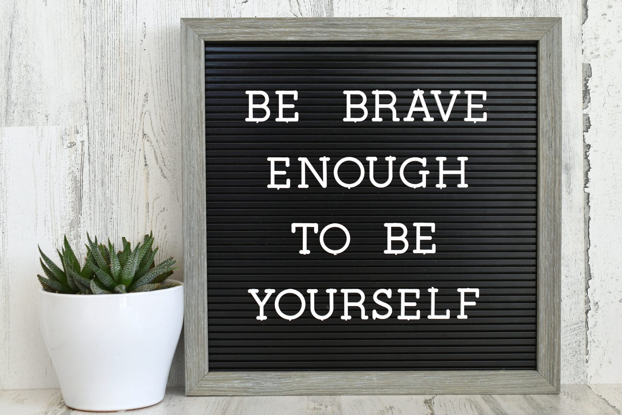 Be Brave Enough To Be Yourself - Inspirational quote, personal mantra, self acceptance, accept you